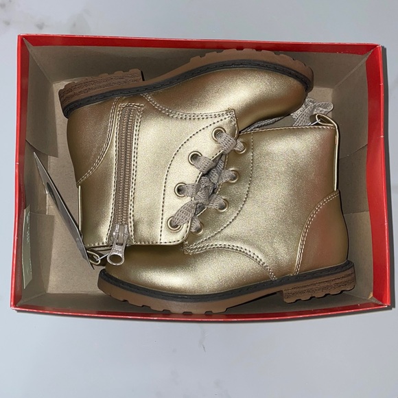 Cat & Jack Other - Cat & Jack Toddler Girl’s Rose Gold Giovanna Combat Boots Size 9 w/Sparkly Laces